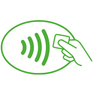 Logo des paiements sans contact sur fond vert
