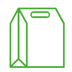 Logo plat à emporter sur fond vert