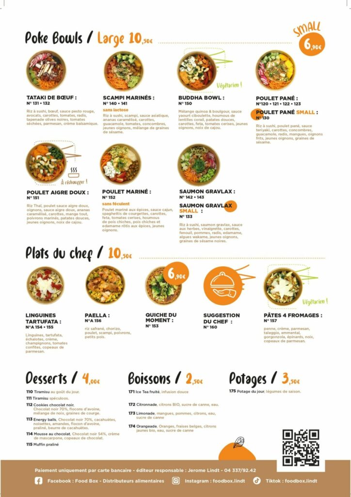 Menu traiteur poke bowl